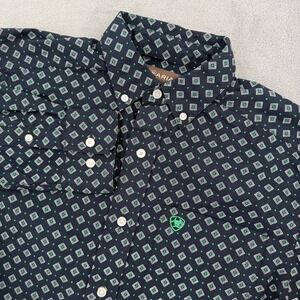 Ariat Mens Geometric Diamond Print Long Sleeve Button Down Shirt Size XS